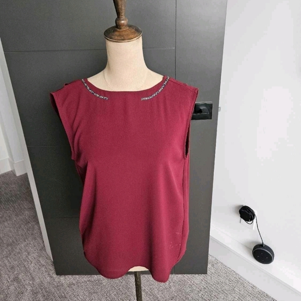 RW&CO. Burgundy Embellished Blouse